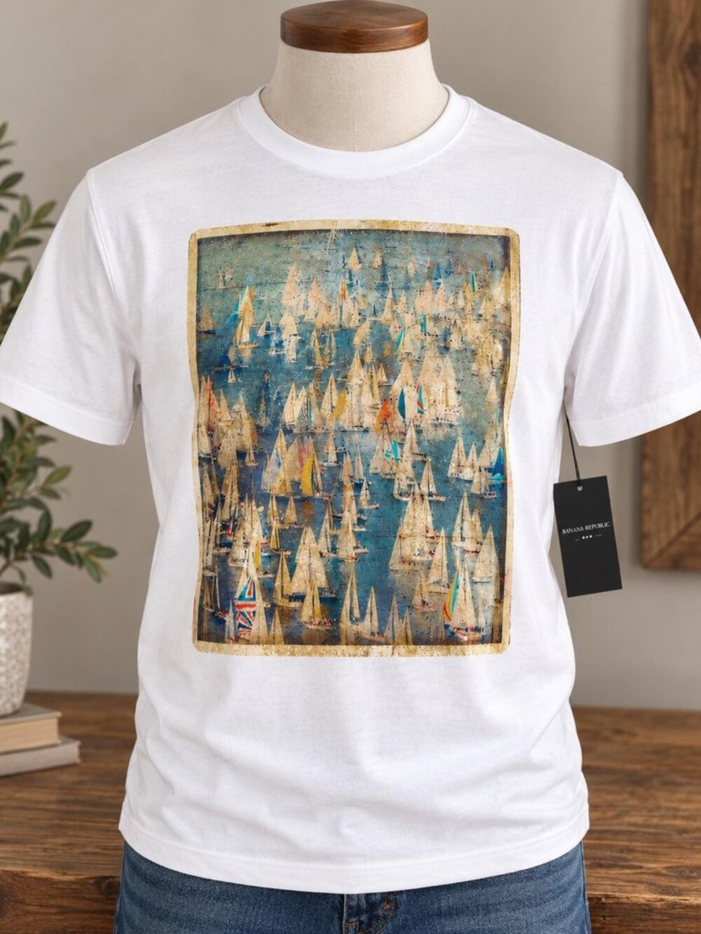 Banana Republic Sailboat Graphic Tee White XL NWT Men's T-Shirt